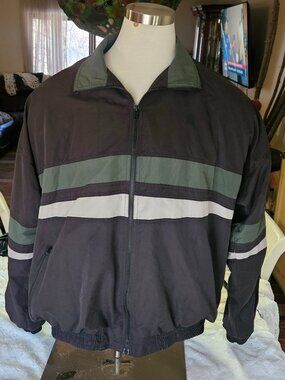 Vintage Pierre Cardin Black Green Windbreaker Jacket SIZE XL